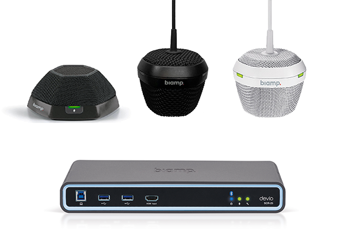 Video Conferencing Australia Biamp-Devio-SCR-25-with-all-Beamtracking-Microphone-options